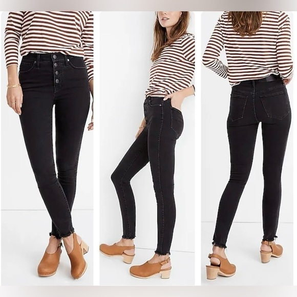 Madewell 10" High-Rise Skinny Jeans Berkeley Black: Button-Through Edition 24 - Picture 2 of 13